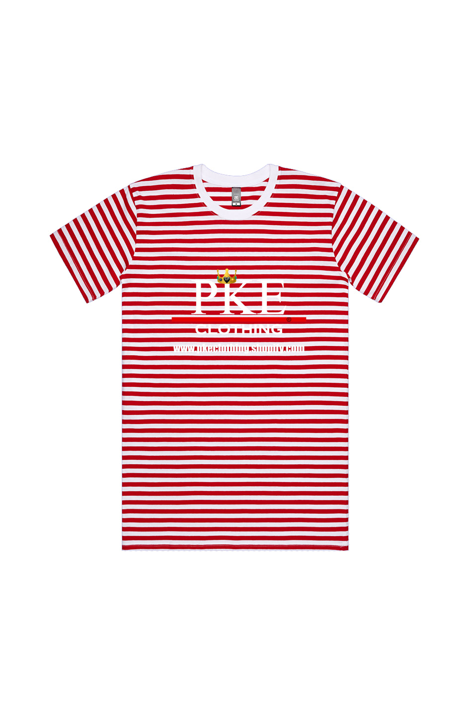 PKE CLOTHING White Red Stripe Tee